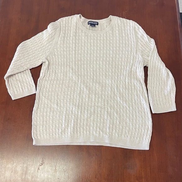 Lands' End Sweaters - Lands' End Cable Knit Sweater Off White Beige Large 14-16 womens fisherman
